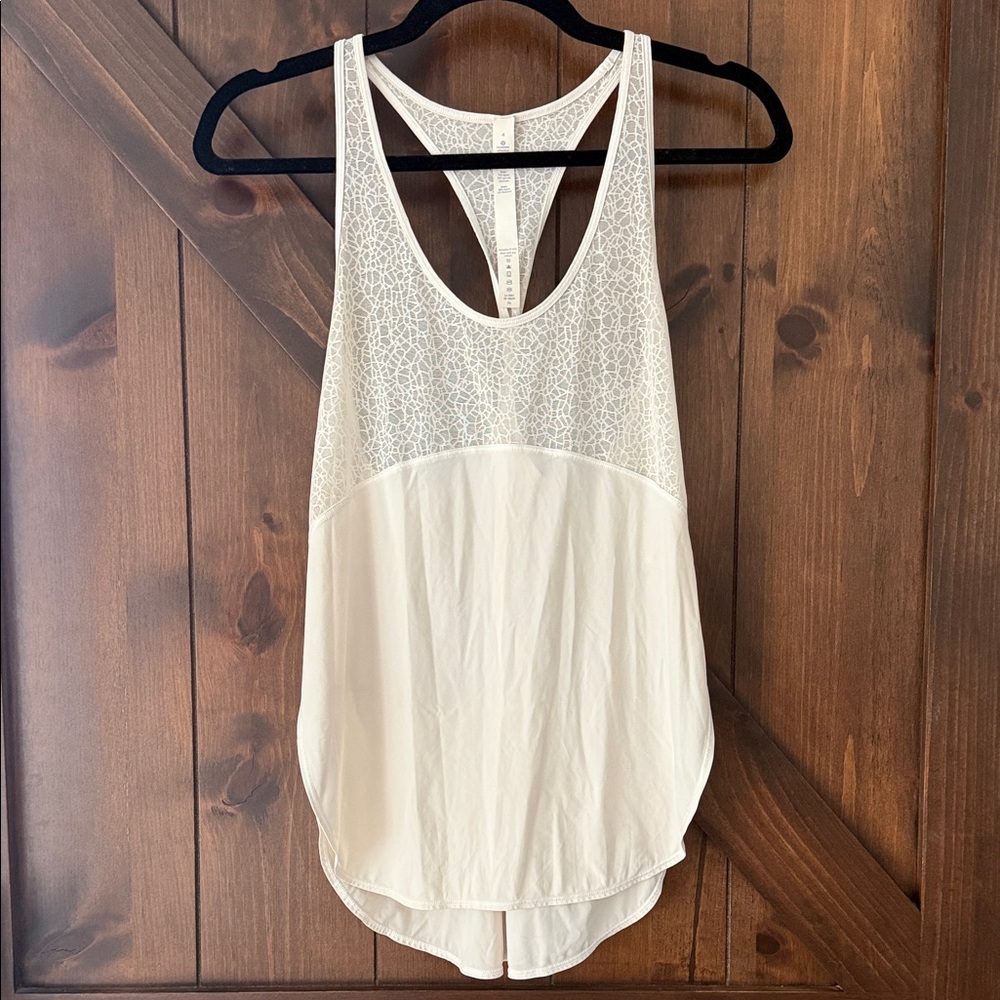 Lululemon Bone/cream sheer tank top racer back side slits